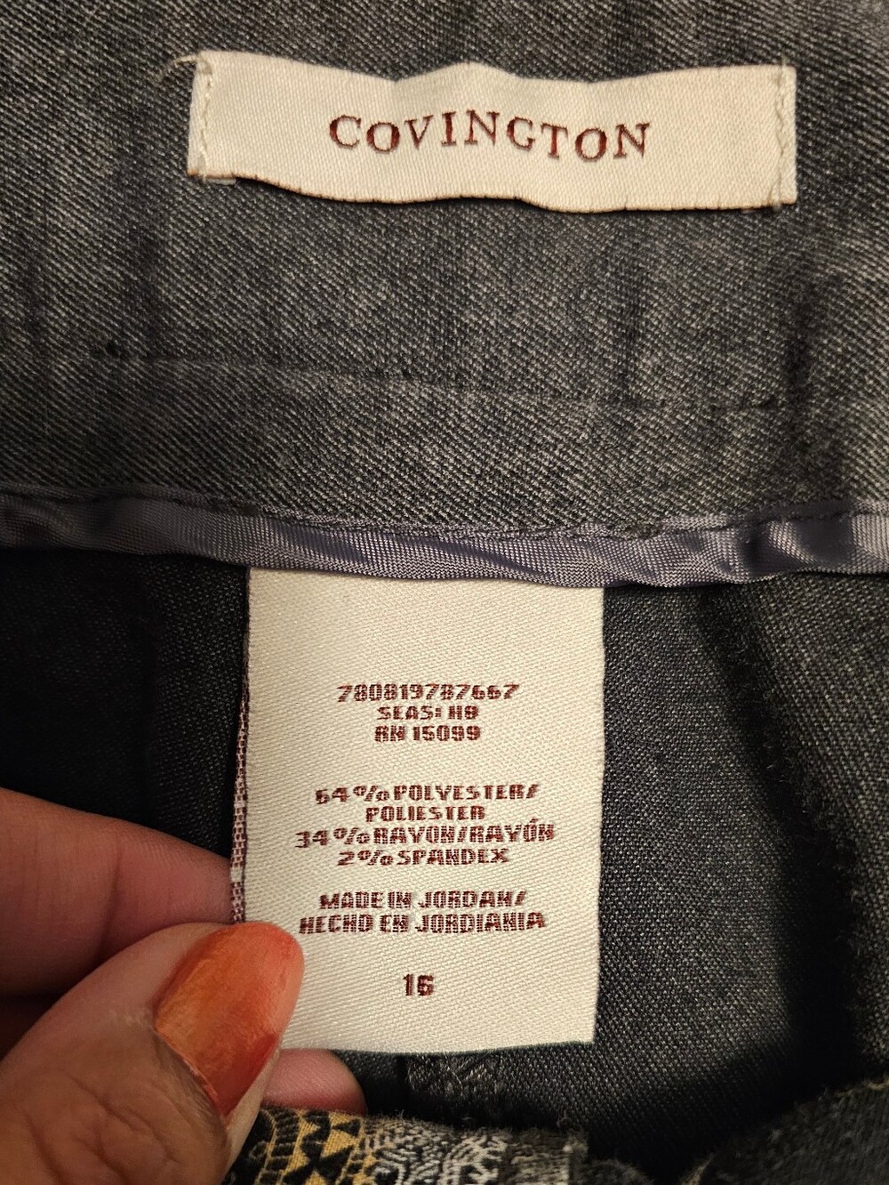 Covington Wonens Straight Wide Leg Dress Slacks In Charcoal Size 16 EUC - Picture 10 of 15